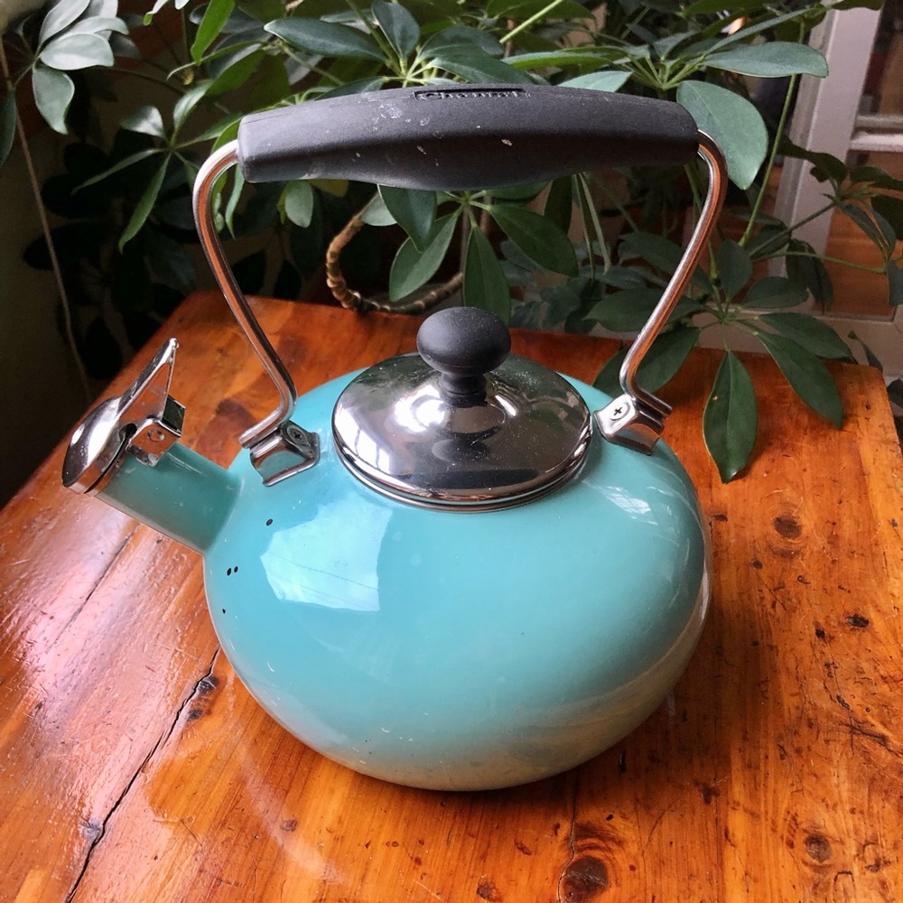 Turquoise tea kettle